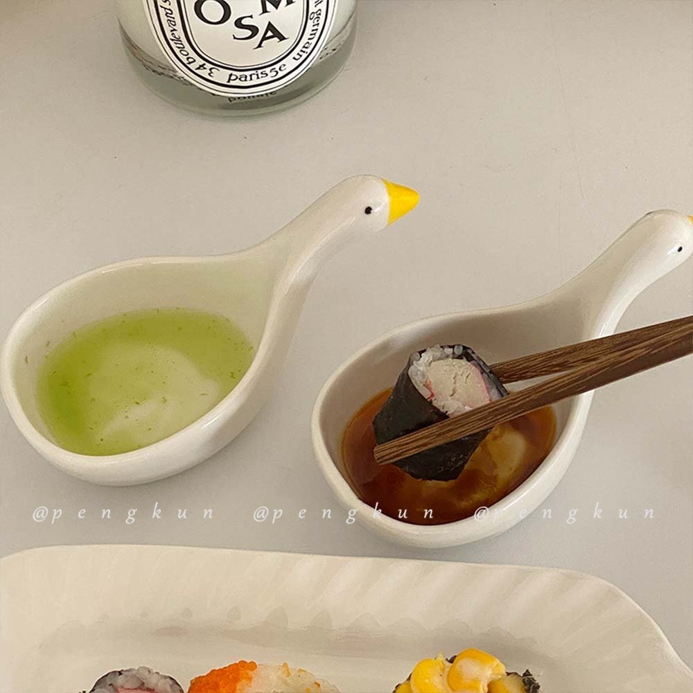 Đĩa Sứ Nhỏ Đựng Nước Chấm Hình Vịt Con Ba Chiều Dễ Thương Sáng Tạo Phong Cách Nhật Bản