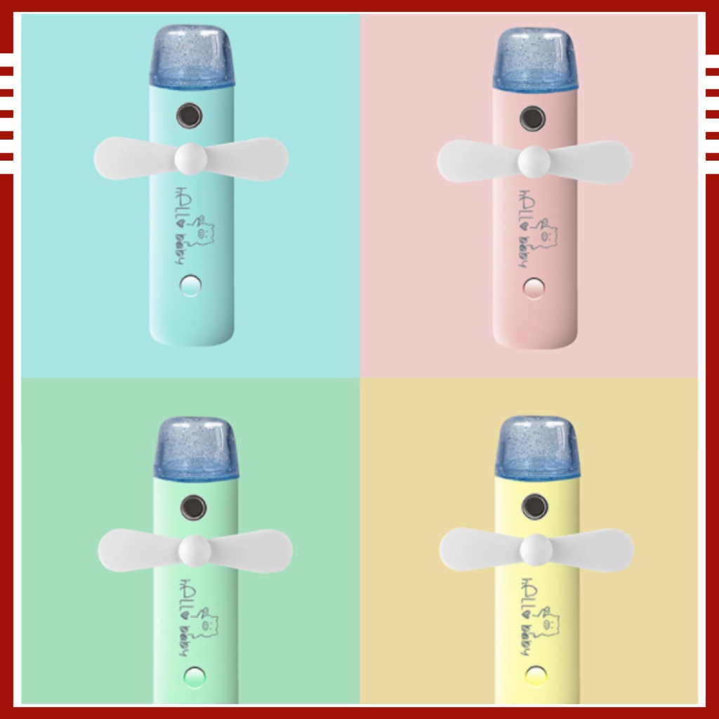Quạt phun sương cầm tay mini nhỏ gọn STP BS-086 Quạt tích điện nhỏ gon tiện lợi pin trâu 2 cánh quạt 3 cấp độ giớ