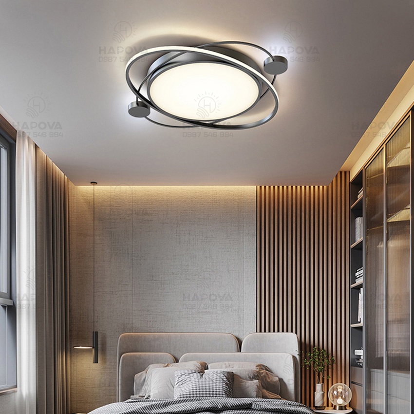 Đèn ốp trần phòng khách 3 chế độ ánh sáng HAPOVA PESER 1014 + Tặng kèm khiển