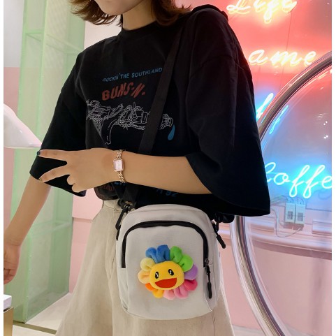 Túi đeo chéo túi tote vải hoa mặt trời Takashi Murakami Kaikai Kiki