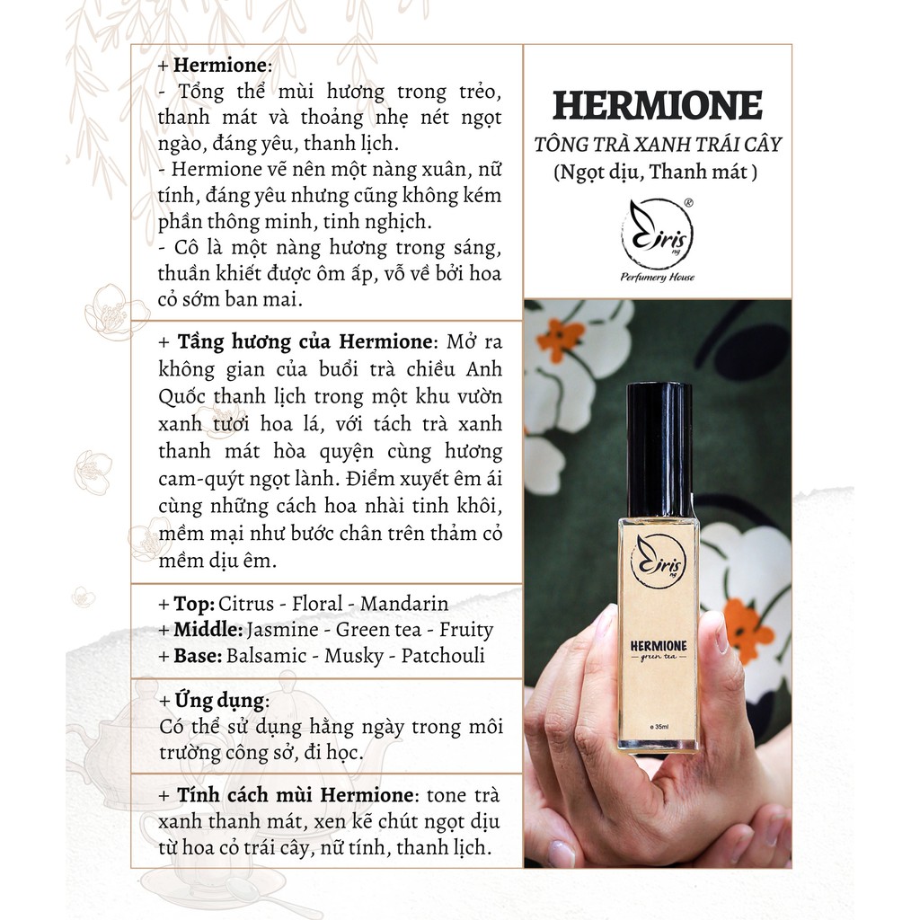 Nước hoa handmade thơm lâu mùi trà xanh ngọt nhẹ | IRIS PERFUME | HERMIONE - BST Green Tea