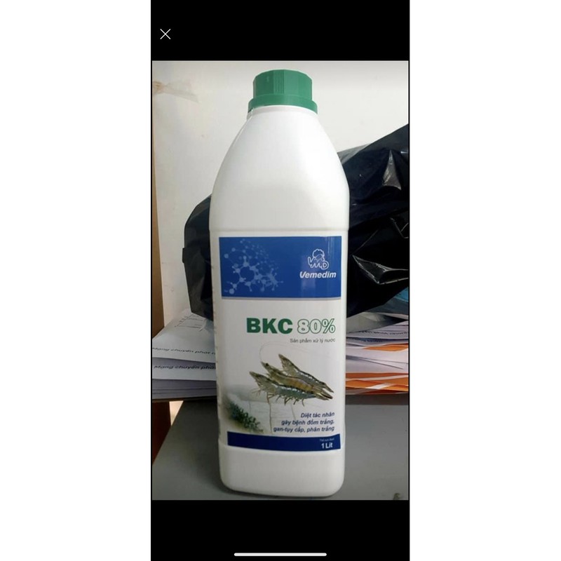 Vemedim BKC 80% tôm, dùng sát trùng nước, diệt tảo độc ao nuôi tôm, chai 1lit