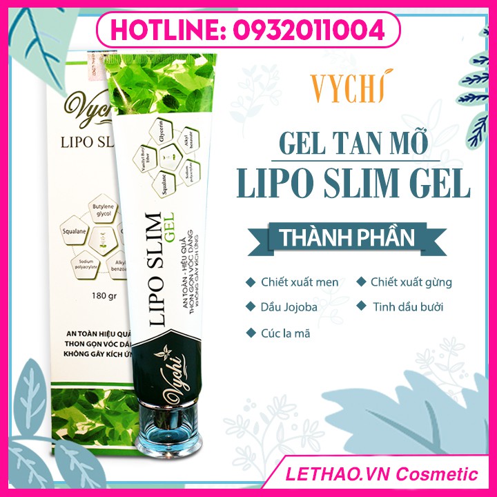 [CHÍNH HÃNG] Gel tan mỡ/Kem tan mỡ - LIPO SLIM GEL VYCHI - giảm 3-5cm vòng bụng sau 1 TUẦN