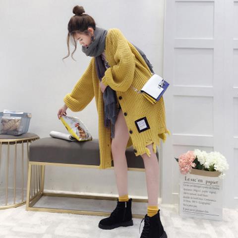 Áo khoác cardigan dệt kim form rộng thời trang mùa đông cho nữ