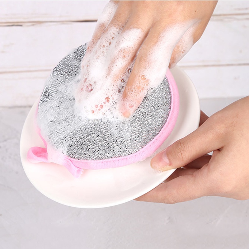 Miếng Xốp Rửa Chén Hai Mặt Dày Dặn Hình Tròn Cho Nhà Bếp