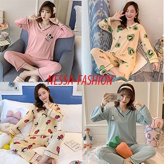 XẢ KHO 50K Bộ Đồ Ngủ Mặc Nhà - Quần Áo Nữ Dài Tay Ở Nhà Ngủ Chất Thun Hè Thu Đông Xuân Kiểu Dáng Hàn Quốc Dễ Thương
