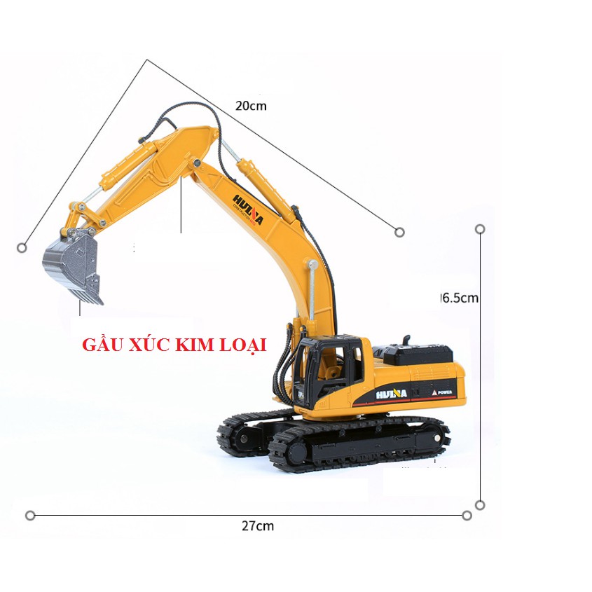 Mô hình xe cẩu xúc bằng hợp kim và nhựa tỉ lệ 1:50 đồ chơi xe công trình cho trẻ em