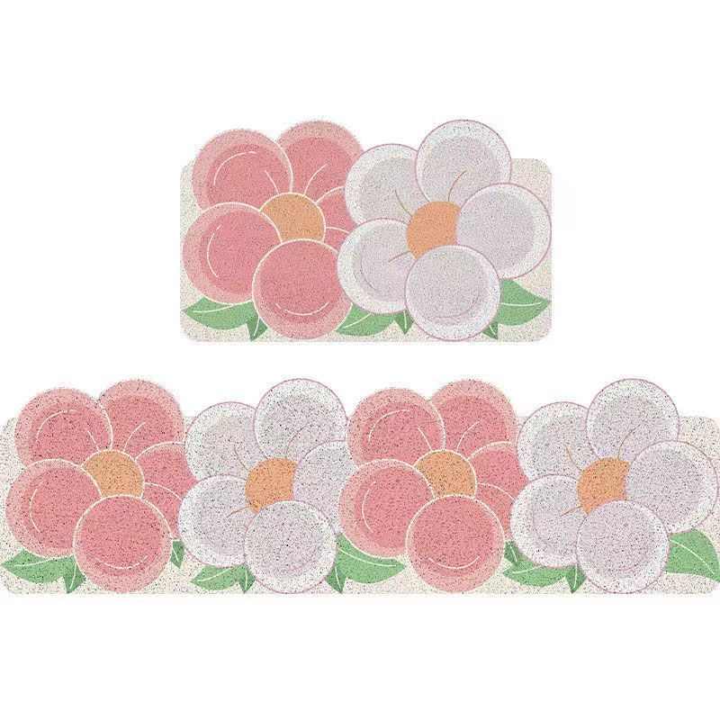 Thảm Lót Sàn Nhà Bếp Bằng Lụa Pvc Hình Tròn Họa Tiết Hoa Chống Bám Bẩn / Thấm Nước / Dầu / Trượt Tiện Dụng