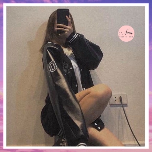 Áo Khoác Bóng Chày Nam Nữ NinaStore Bomber Unisex N.Y Chất Nỉ Tay Phối Da Cao Cấp