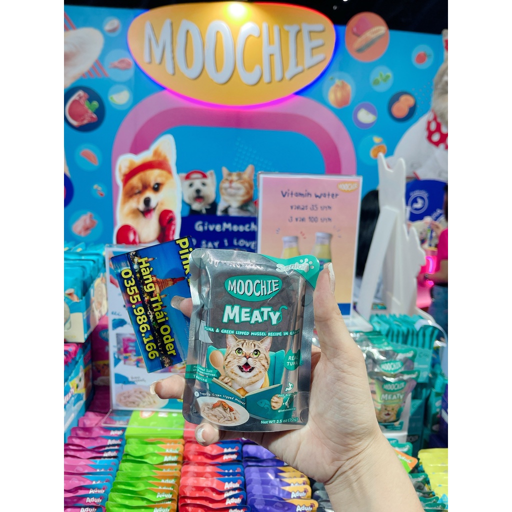 Pate Mèo Moochie Meaty Tiêu Búi Lông 70g⚡NỘI ĐỊA THÁI LAN⚡ Nhập Trực Tiếp Thái Lan Không Qua Trung Gian.