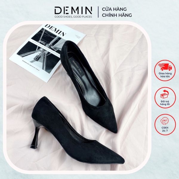 Giày Cao Gót DEMIN cao gót mũi nhọn da lộn đế 7cm thời trang công sở - DCG150