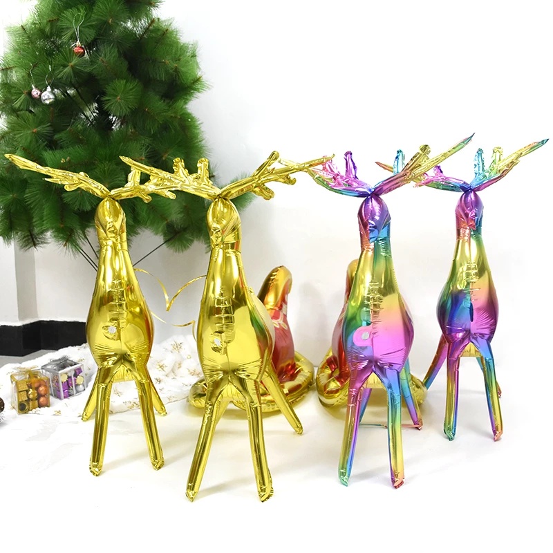 Bộ Bong Bóng Hình Tuần Lộc 3D Bằng Màng Nhôm Trang Trí Giáng Sinh