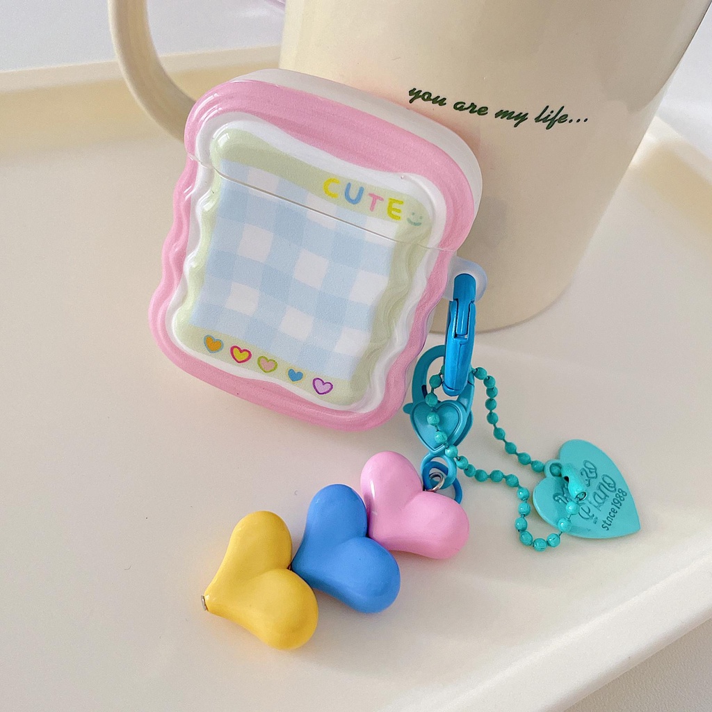 Vỏ Bảo Vệ Hộp Sạc Tai nghe không dây AirPods Pro 1 / 2 3 2021 gen3 Bằng Silicon Màu Kẹo Họa Tiết Kẻ Sọc Dễ Thương Kèm Dây Đeo Sợi Xích Thời Trang