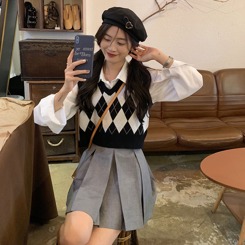 Áo len Pure Cube không tay cổ chữ V phong cách retro độc đáo