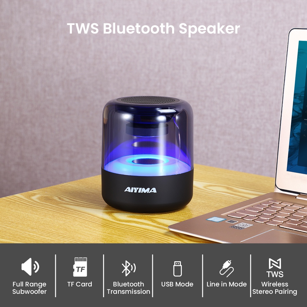 Loa bluetooth không dây Aiyima âm thanh siêu trầm hỗ trợ thẻ nhớ TF & AUX