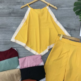 Set yếm quần ống suông