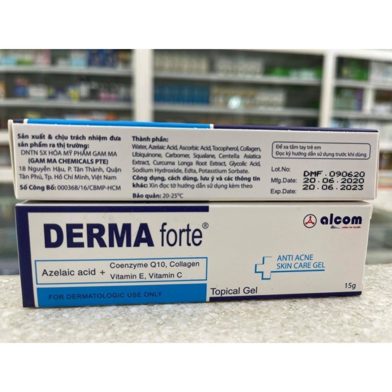 Gel mờ thâm giảm mụn Derma Forte 15g