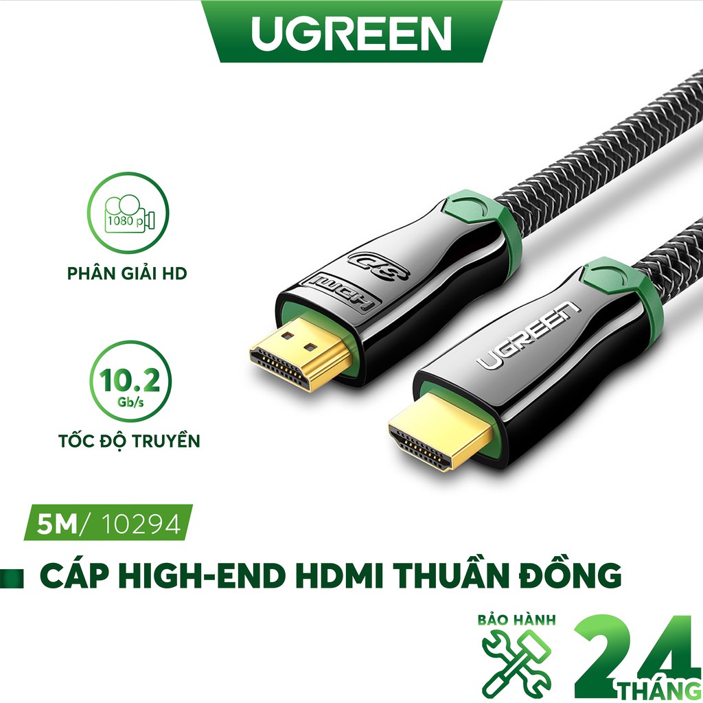 Cáp HDMI High-End 10.2Gbps 19+1 đồng đầu hợp kim độ dài từ 1-12m UGREEN HD126 - Hàng phân phối chính hãng