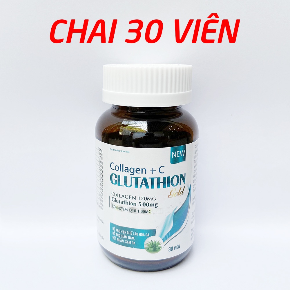 Collagen C Glutathion, sâm tố nữ đẹp sáng da, giảm nám sạm da - 30 viên (Collagen +C Glutathiton - Gold)