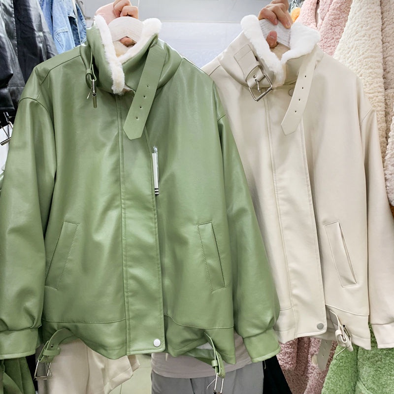 Áo Khoác Lót Lông Cừu Dáng Rộng Thời Trang Mùa Đông Hàn Quốc Plus Size Dành Cho Nữ Dưới 200Kg