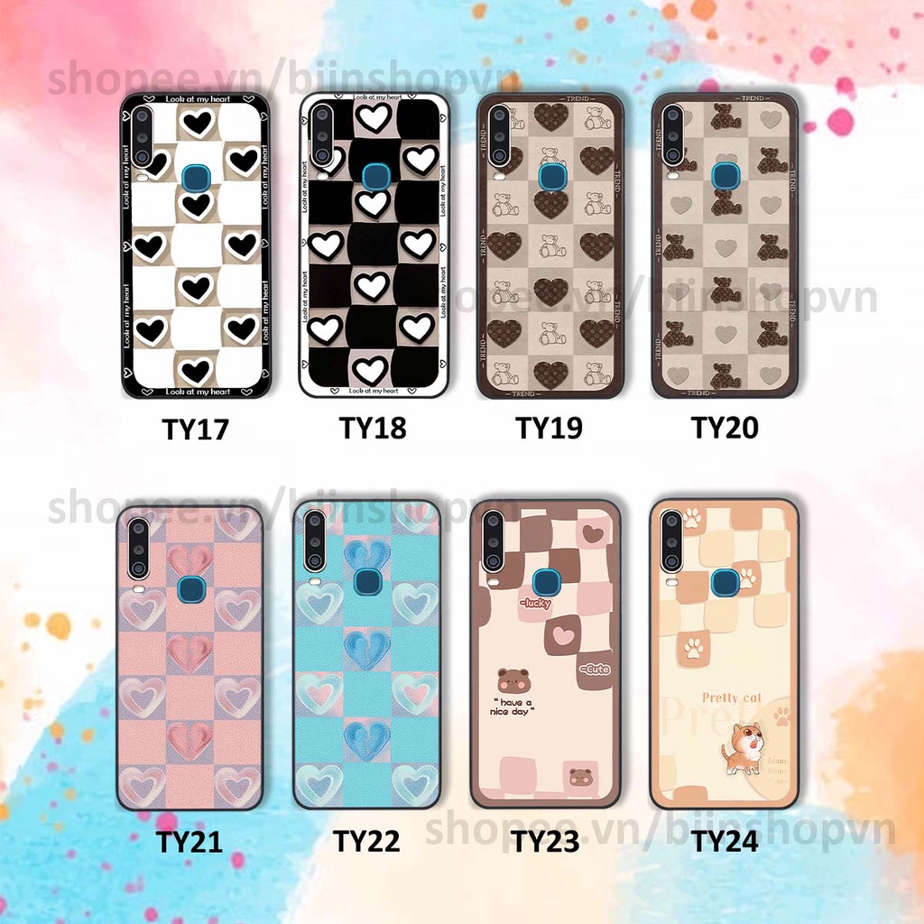 Ốp Vivo U10 / Y12 / Y15 / Y17 caro trái tim nhiều màu sắc, đầy cá tính, khẳng định phong cách