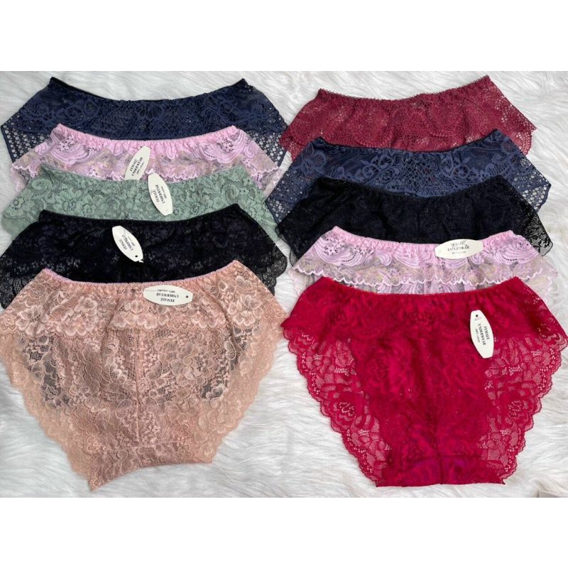 Com bo 10 quần lót phối ren thiết kế họa tiết ren xuyên thấu siêu gợi cảm sexy