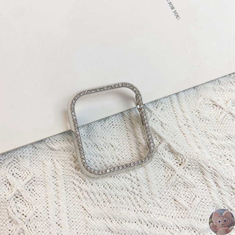 Vỏ PC đính đá kim cương cho đồng hồ iWatch Series 7 6 SE 5 4 3 2 1 kích thước 41mm 45mm 44mm 40mm 42mm 38mm