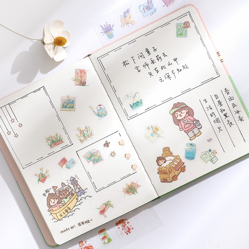Tờ nhãn dán trang trí sổ tay hình bông hoa