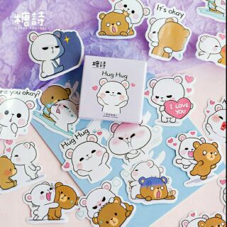 Bộ 45 sticker Couple Gấu siêu cute