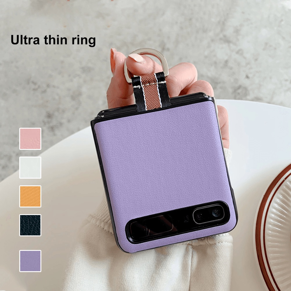 Ốp điện thoại trong suốt siêu mỏng chống rơi có vòng đỡ cho Samsung Galaxy Z FLiP 1 2