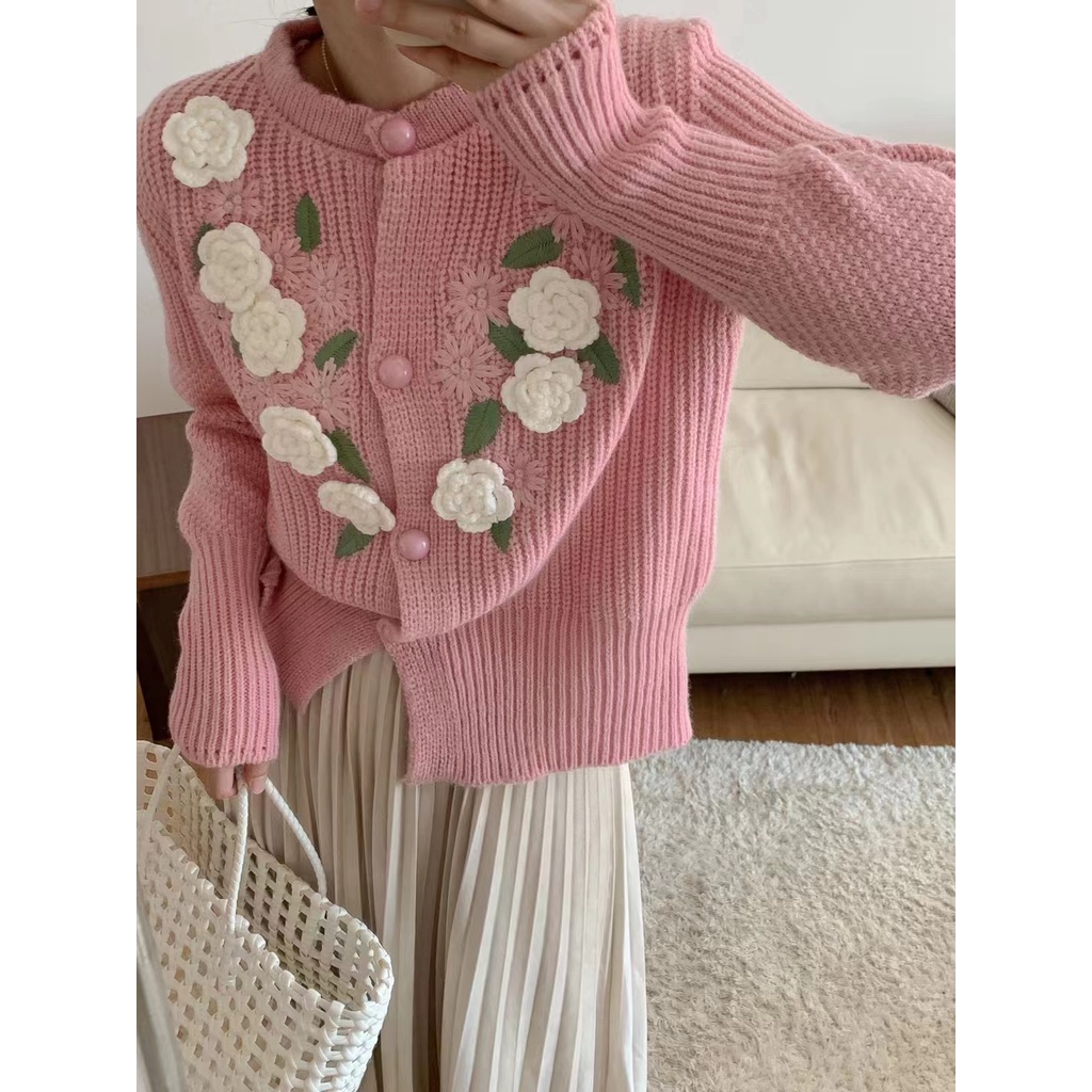 Áo Cardigan Dệt Kim Thêu Họa Tiết Xinh Xắn  tao bao