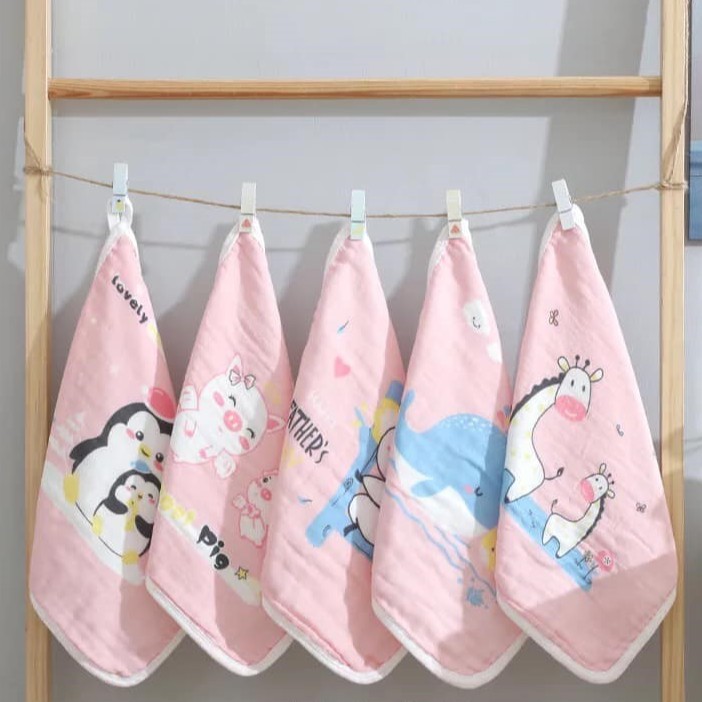 Set 5 khăn xô - khăn sữa cotton cao cấp siêu thấm, siêu mềm cho bé sơ sinh