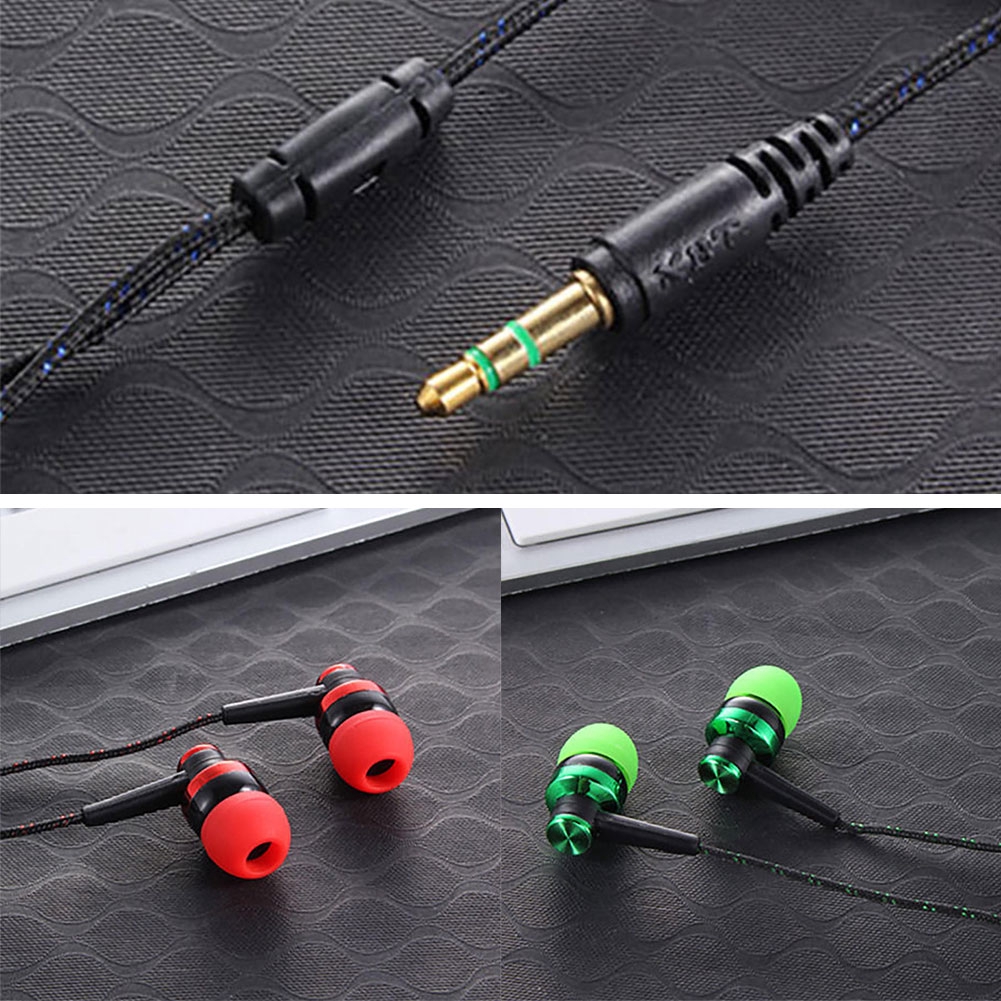 Tai nghe nhét trong stereo dây bện với giắc 3.5mm dành cho điện thoại thông minh