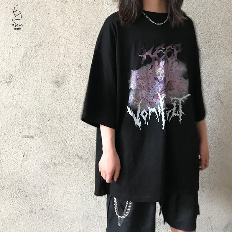 Áo Thun Tay Lỡ Form Rộng Phong Cách Harajuku