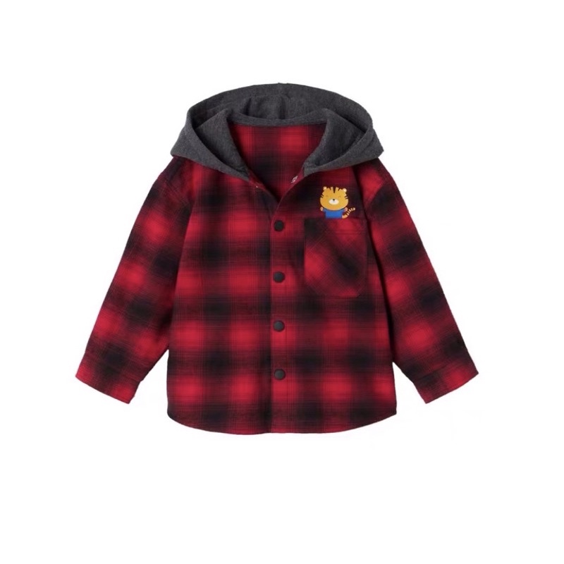 Áo khoác nhẹ cotton ZARA KIDS sọc caro đỏ có nón trùm đầu cho bé trai bé gái từ 2-6 tuổi