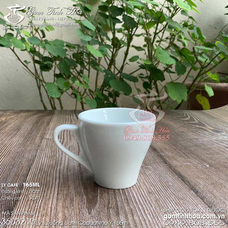 Ly tách cafe capuchino 165ml men trắng gốm sứ Bát Tràng