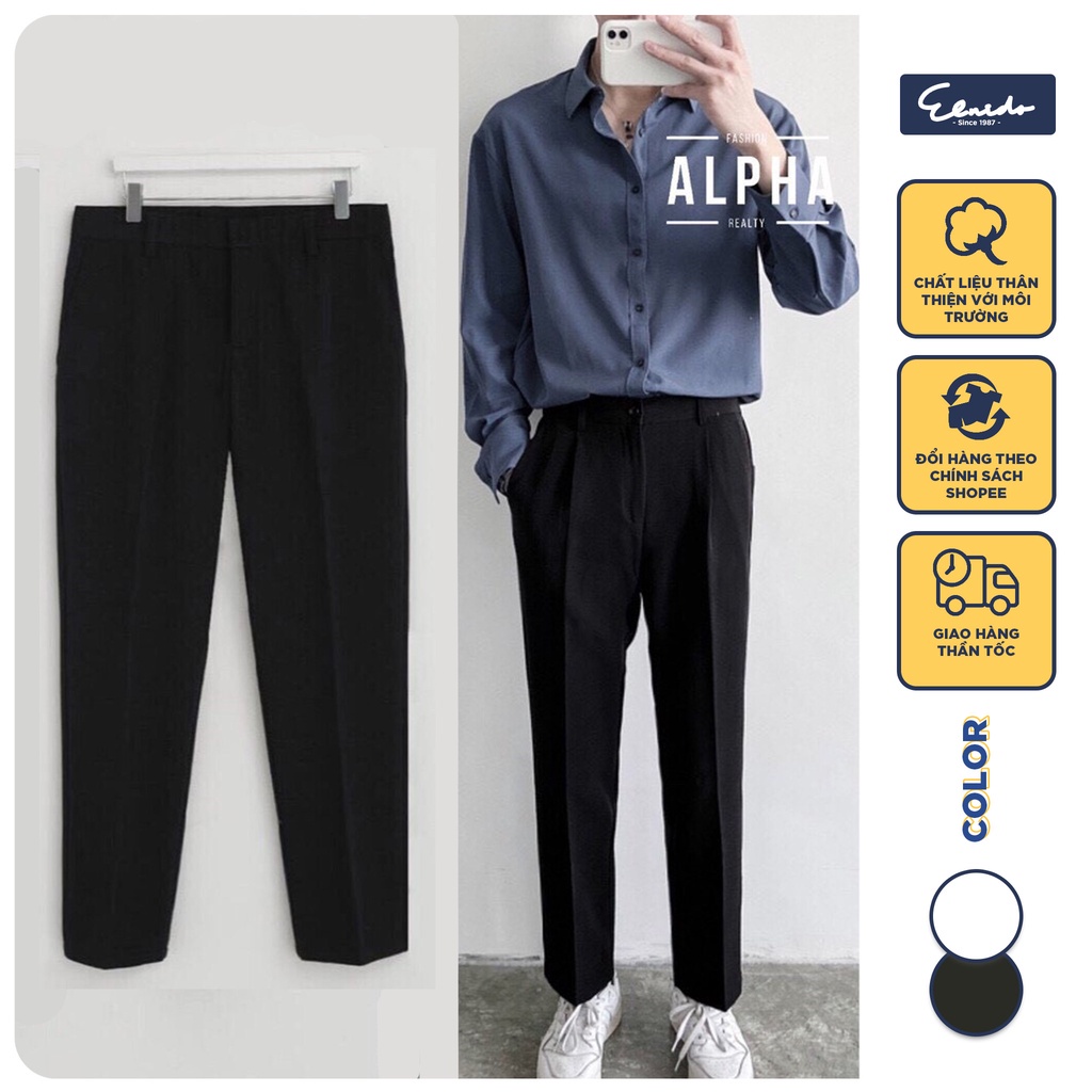 Quần âu nam vải lụa hàn co giãn, Quần baggy nam không nhăn không xù loại tây âu thời trang ống rộng slim r3tr7 fit