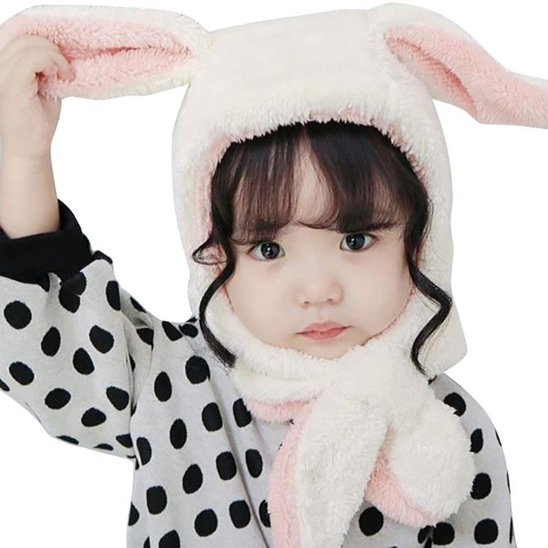 Nón len tai thỏ ấm áp dễ thương cho bé