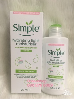 Kem dưỡng Simple Hydrating Light Moisturiser 125ml ( bill mua tại Anh ảnh bên cạnh)
