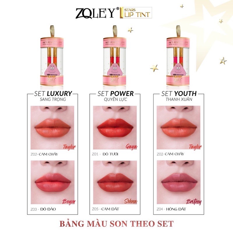 Son Star Lip Tint Zoley 5 màu cá tính-son kem Zoley.