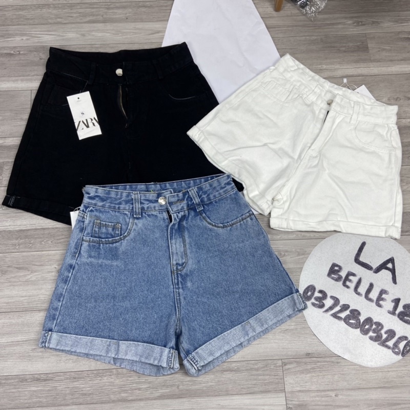 Quần short jean quần bò sooc đùi xắn gấu cạp cao lưng cao gập gấu cá tính