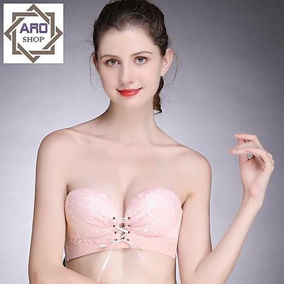 Áo lót không dây chống tụt bàn tay dây rút, Áo Cúp Ngực đệm dày siêu nâng ngực - AL Tụt dây rút