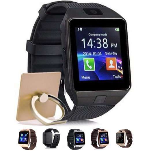 đồng hồ đeo tay dz 09 thông minh màu đen tặng giá đỡ điện thoại chiếc nhẫn mới