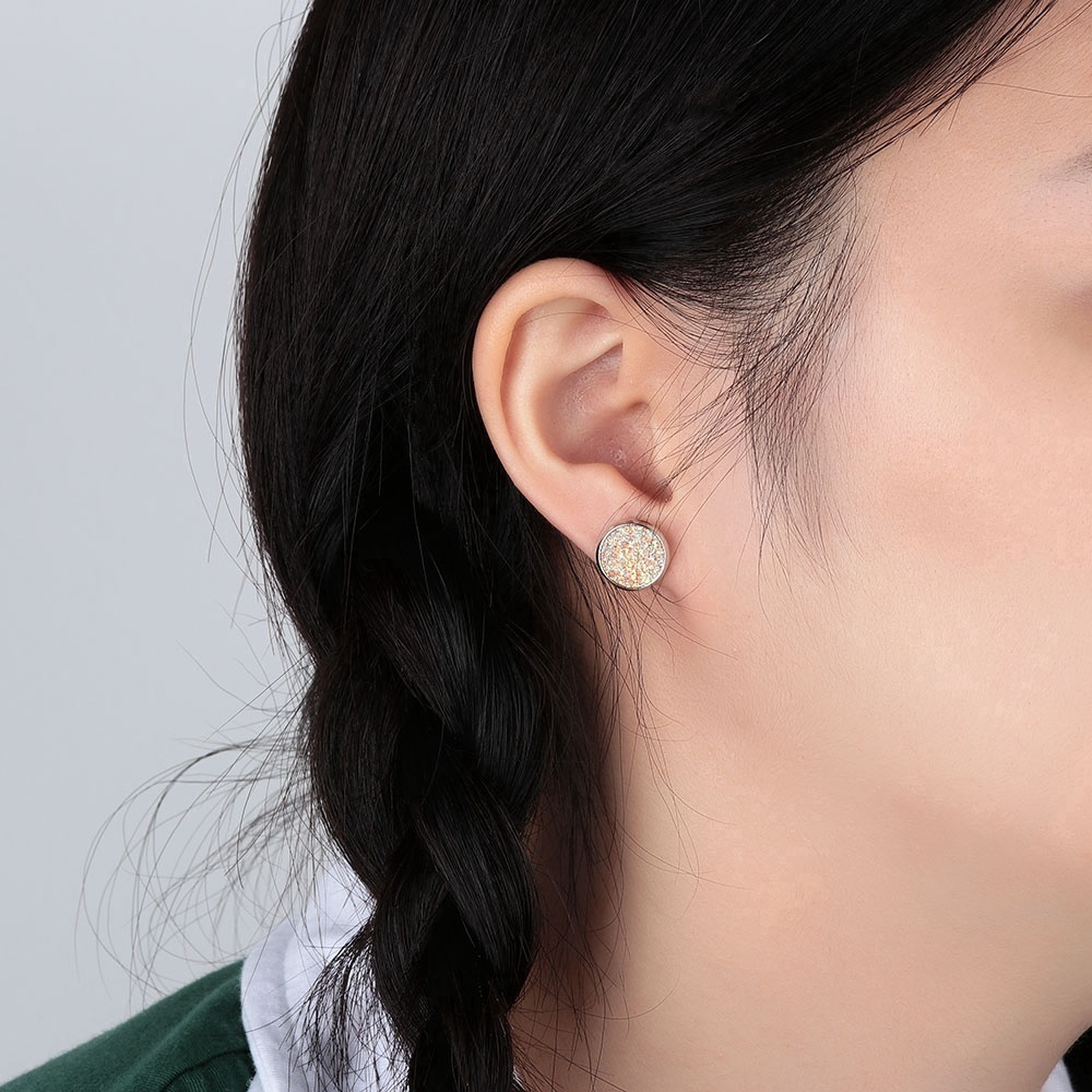 6 Pairs/a Set Shiny Crystal Elegant Women Round Stud Earrings/ Personalized Stainless Steel Stud Crystal Earrings Set