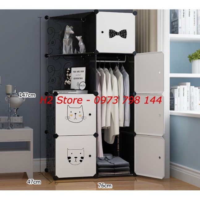[SỈ] - XƯỞNG TỦ NHỰA LẮP GHÉP 8 Ô (GỒM 2 KỆ GÓC) CỬA TRẮNG MÈO VUA DỄ THƯƠNG ĐỂ QUẦN ÁO ĐA NĂNG THÔNG MINH sâu 47cm