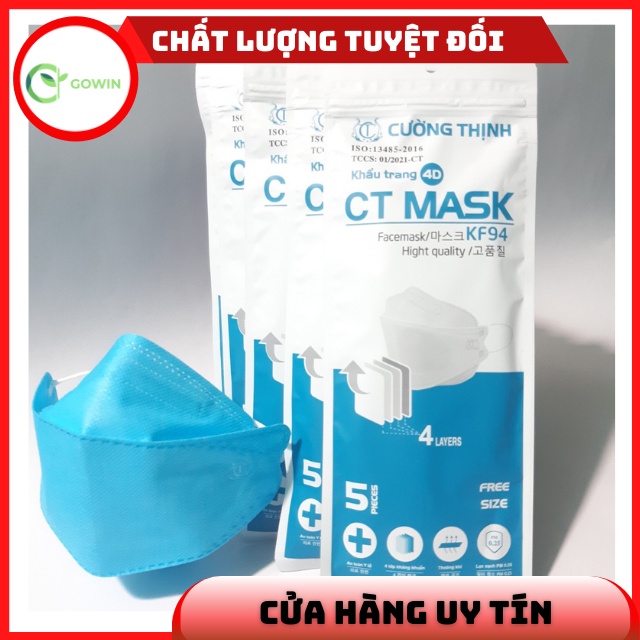 [SALE SỐC] Khẩu Trang  KF94 CT mask 4D Y Tế Cường Thịnh Xuân Lai Chất Dày Dặn Quai Bền Dáng Đẹp Ôm Sát Mặt Gói 5C