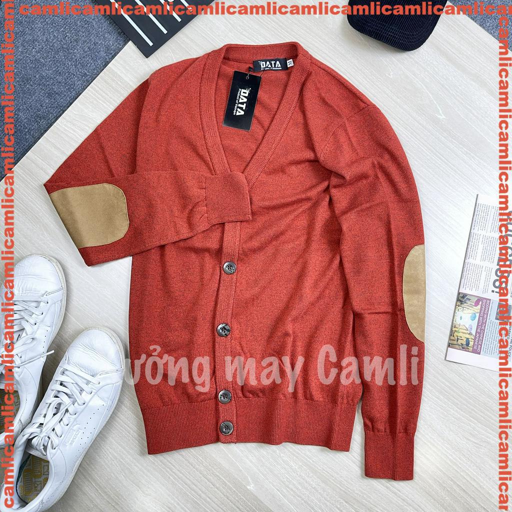 Áo len CARDIGAN nam mỏng, mở khuy, cổ chữ V, đáp da lộn khuỷu tay, chất cotton mềm mịn, KHÔNG BAI XÙ