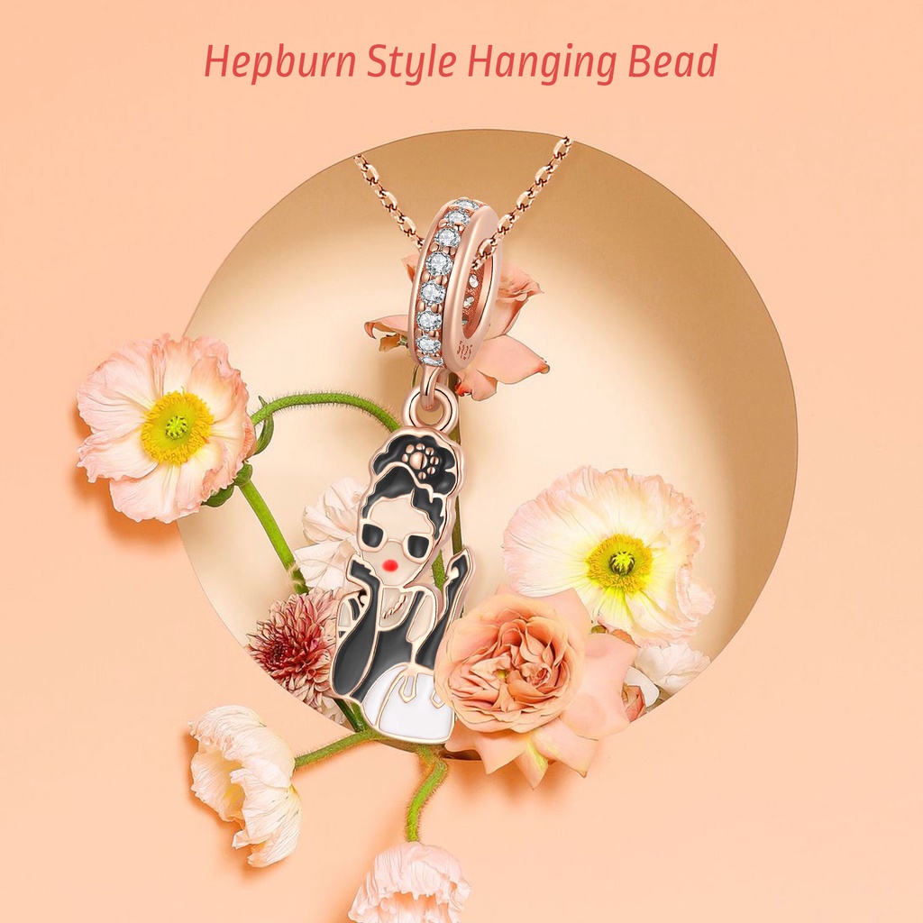 BAMOER Mặt Vòng cổ Tròn Bằng Bạc 925 Thiết Kế Đục Lỗ Thời Trang DIY