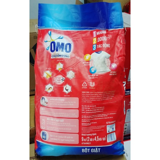 Bột Giặt chuyên dụng OMO cho máy cửa trên, cửa trước, giặt tay 9kg
