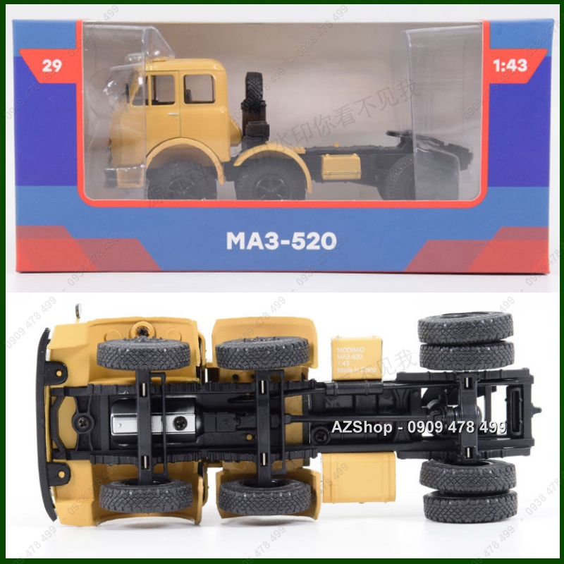 Mô Hình Hoàn Thiện Đầu Kéo MAZ 520 6x6 Nga - Tỉ Lệ 1:43 - Vàng Cát
